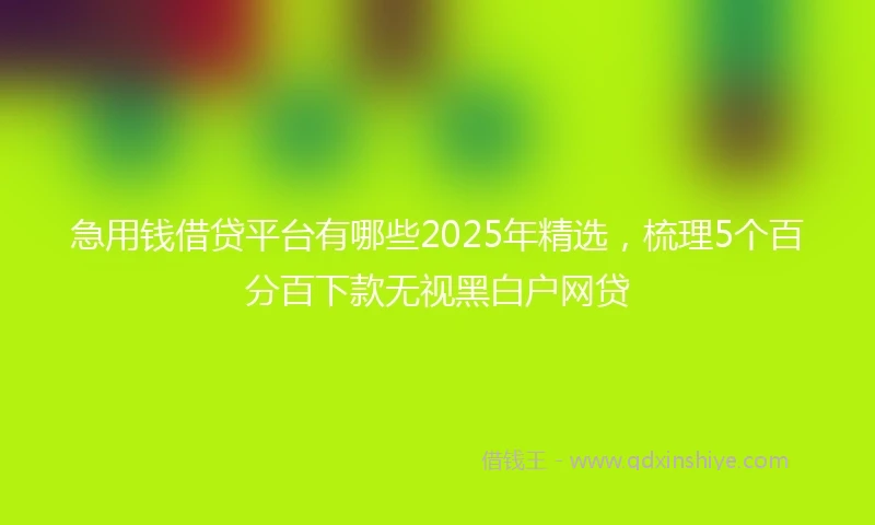 急用钱借贷平台有哪些2025年精选，梳理5个百分百下款无视黑白户网贷