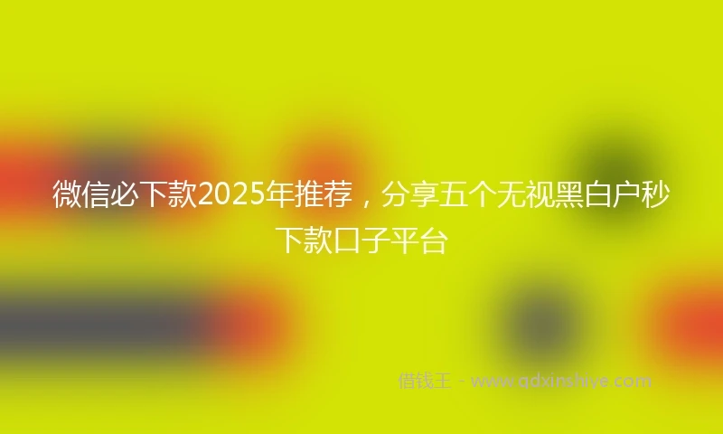 微信必下款2025年推荐,分享五个无视黑白户秒下款口子平台