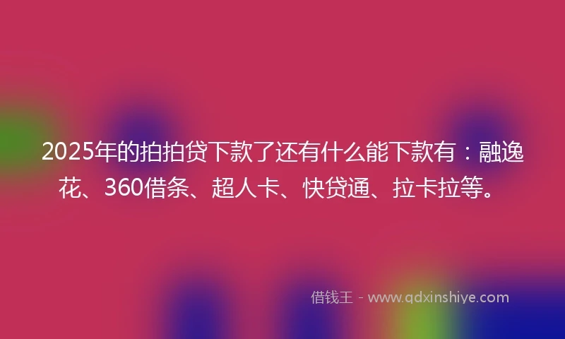 2025年的拍拍贷下款了还有什么能下款有：融逸花、360借条、超人卡、快贷通、拉卡拉等。