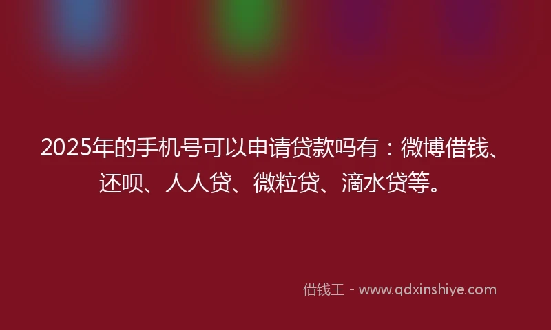 2025年的手机号可以申请贷款吗有：微博借钱、还呗、人人贷、微粒贷、滴水贷等。