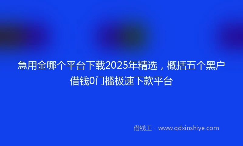 急用金哪个平台下载2025年精选，概括五个黑户借钱0门槛极速下款平台