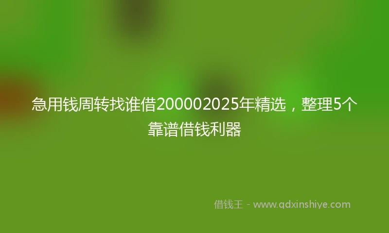 急用钱周转找谁借200002025年精选,整理5个靠谱借钱利器