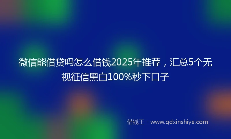 微信能借贷吗怎么借钱2025年推荐，汇总5个无视征信黑白100%秒下口子