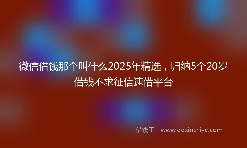 微信借钱那个叫什么2025年精选，归纳5个20岁借钱不求征信速借平台
