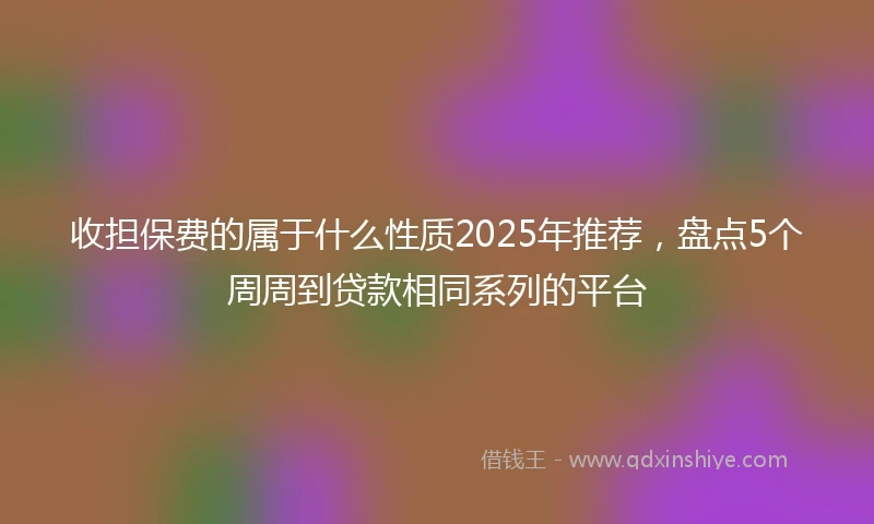 收担保费的属于什么性质2025年推荐，盘点5个周周到贷款相同系列的平台