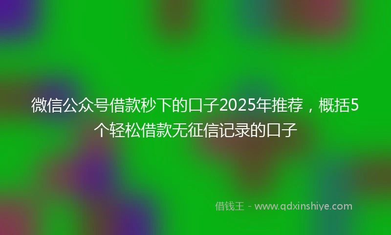 微信公众号借款秒下的口子2025年推荐，概括5个轻松借款无征信记录的口子