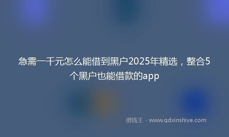 急需一千元怎么能借到黑户2025年精选，整合5个黑户也能借款的app
