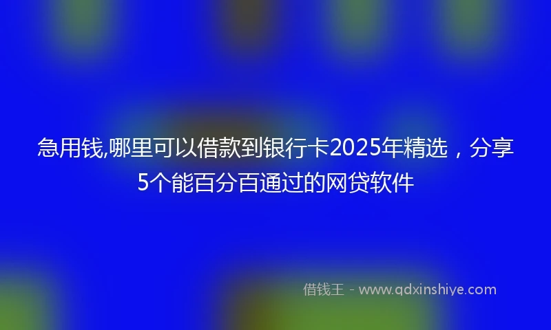 急用钱,哪里可以借款到银行卡2025年精选，分享5个能百分百通过的网贷软件
