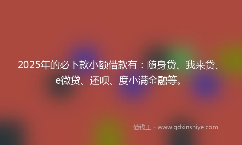 2025年的必下款小额借款有：随身贷、我来贷、e微贷、还呗、度小满金融等。