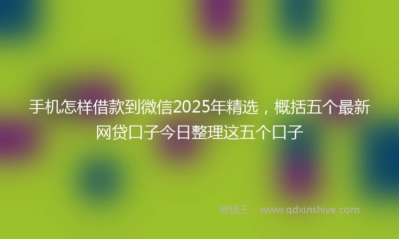 手机怎样借款到微信2025年精选，概括五个最新网贷口子今日整理这五个口子
