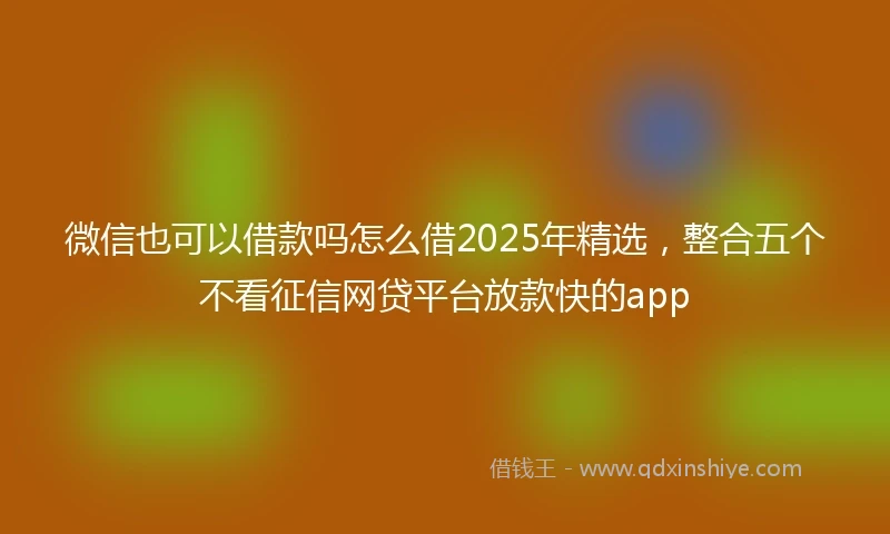 微信也可以借款吗怎么借2025年精选,整合五个不看征信网贷平台放款快的app