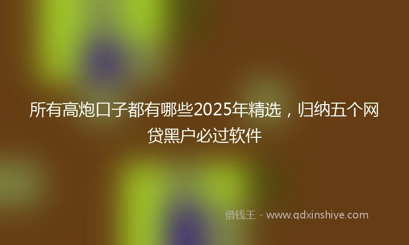 所有高炮口子都有哪些2025年精选，归纳五个网贷黑户必过软件