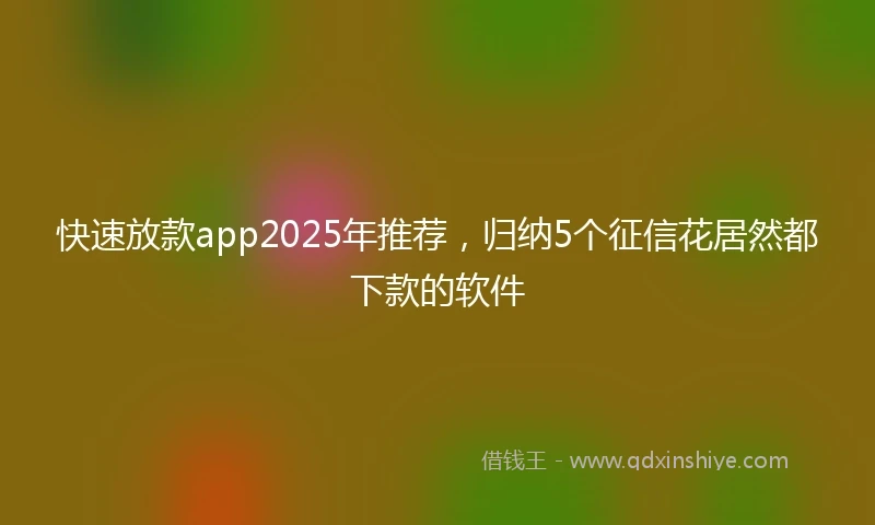 快速放款app2025年推荐，归纳5个征信花居然都下款的软件