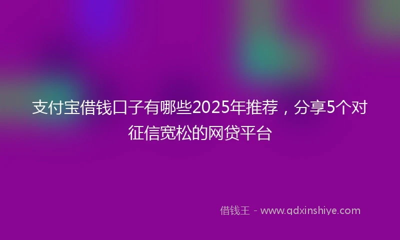 支付宝借钱口子有哪些2025年推荐，分享5个对征信宽松的网贷平台