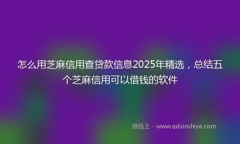 怎么用芝麻信用查贷款信息2025年精选，总结五个芝麻信用可以借钱的软件