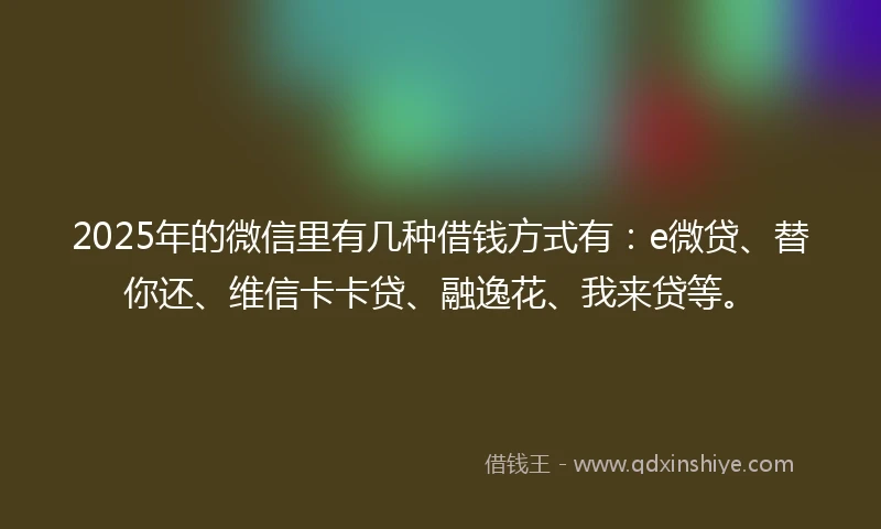 2025年的微信里有几种借钱方式有：e微贷、替你还、维信卡卡贷、融逸花、我来贷等。