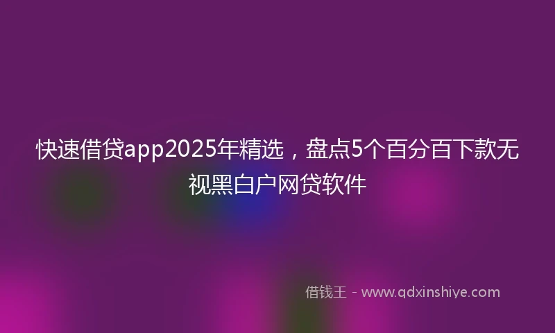 快速借贷app2025年精选，盘点5个百分百下款无视黑白户网贷软件