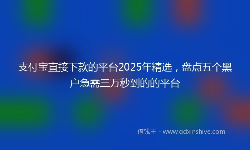 支付宝直接下款的平台2025年精选，盘点五个黑户急需三万秒到的的平台