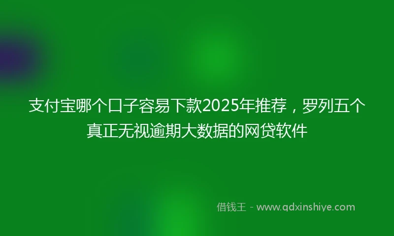 支付宝哪个口子容易下款2025年推荐，罗列五个真正无视逾期大数据的网贷软件
