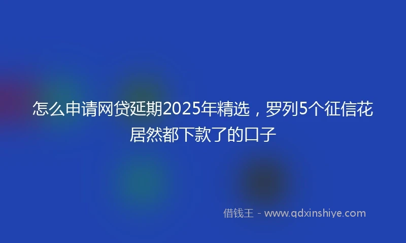 怎么申请网贷延期2025年精选，罗列5个征信花居然都下款了的口子