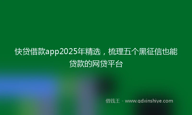 快贷借款app2025年精选，梳理五个黑征信也能贷款的网贷平台
