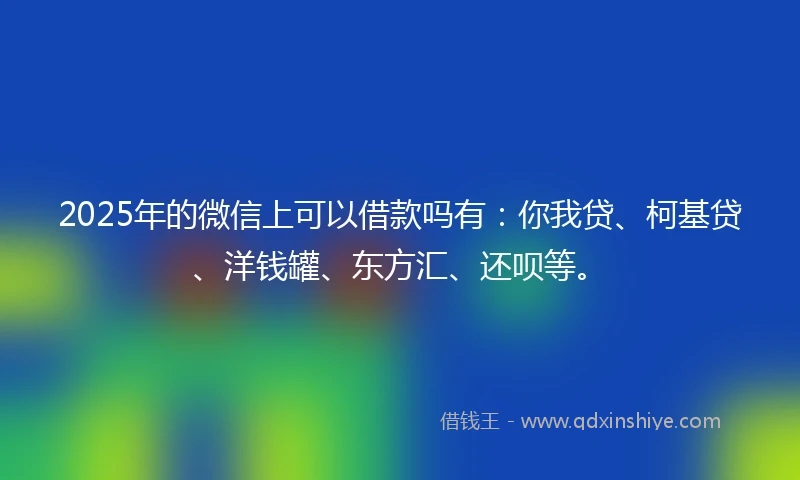 2025年的微信上可以借款吗有：你我贷、柯基贷、洋钱罐、东方汇、还呗等。