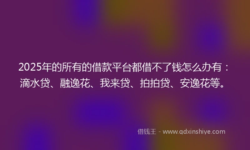 2025年的所有的借款平台都借不了钱怎么办有：滴水贷、融逸花、我来贷、拍拍贷、安逸花等。
