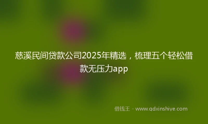 慈溪民间贷款公司2025年精选，梳理五个轻松借款无压力app