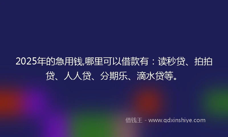 2025年的急用钱,哪里可以借款有：读秒贷、拍拍贷、人人贷、分期乐、滴水贷等。