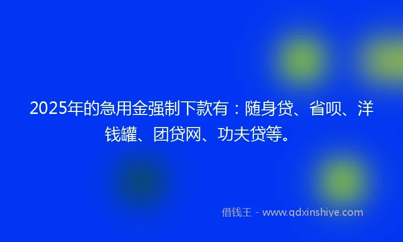 2025年的急用金强制下款有：随身贷、省呗、洋钱罐、团贷网、功夫贷等。