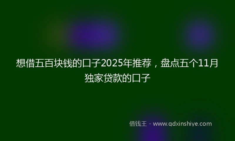 想借五百块钱的口子2025年推荐，盘点五个11月独家贷款的口子