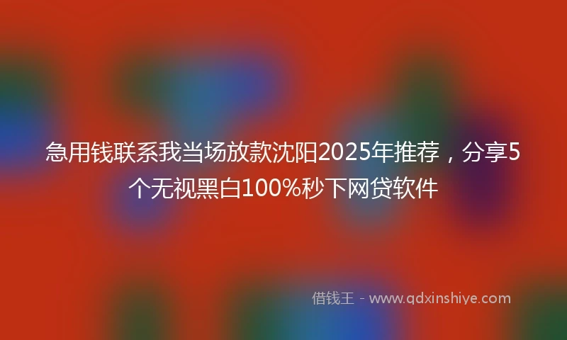 急用钱联系我当场放款沈阳2025年推荐，分享5个无视黑白100%秒下网贷软件