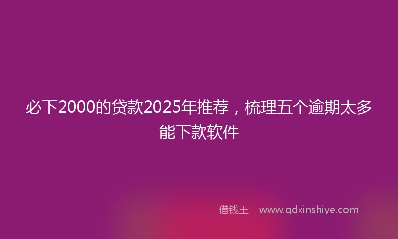 必下2000的贷款2025年推荐，梳理五个逾期太多能下款软件