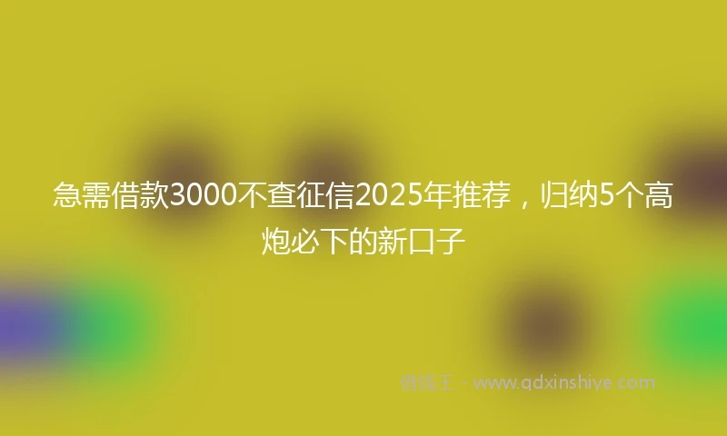 急需借款3000不查征信2025年推荐，归纳5个高炮必下的新口子
