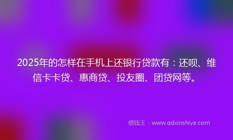 2025年的怎样在手机上还银行贷款有：还呗、维信卡卡贷、惠商贷、投友圈、团贷网等。