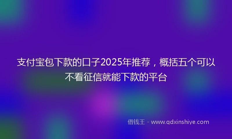 支付宝包下款的口子2025年推荐，概括五个可以不看征信就能下款的平台