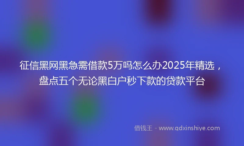 征信黑网黑急需借款5万吗怎么办2025年精选，盘点五个无论黑白户秒下款的贷款平台
