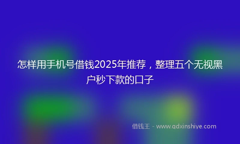 怎样用手机号借钱2025年推荐，整理五个无视黑户秒下款的口子