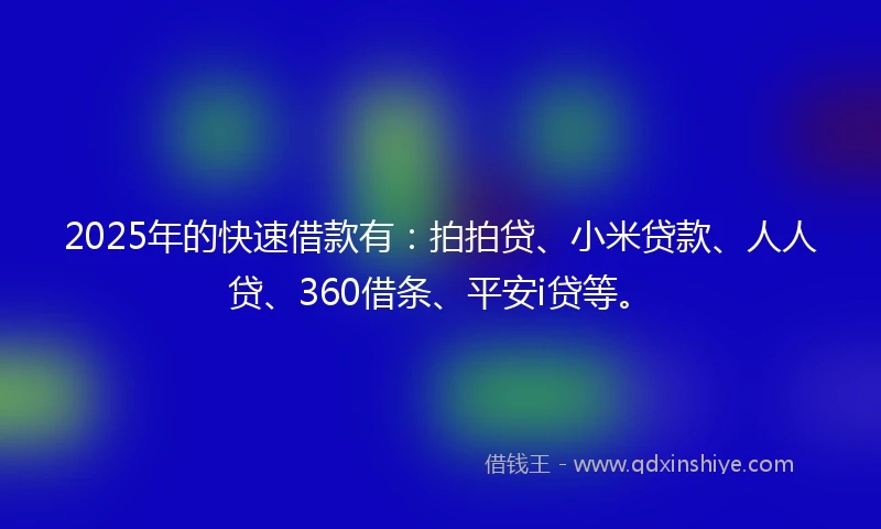 2025年的快速借款有：拍拍贷、小米贷款、人人贷、360借条、平安i贷等。