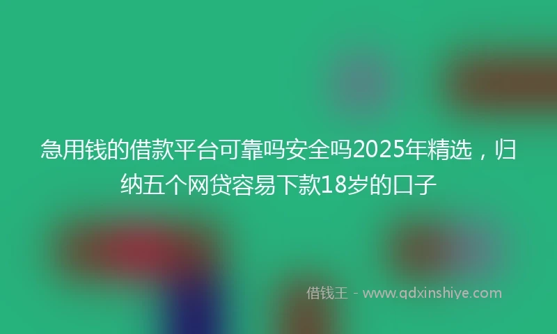 急用钱的借款平台可靠吗安全吗2025年精选，归纳五个网贷容易下款18岁的口子