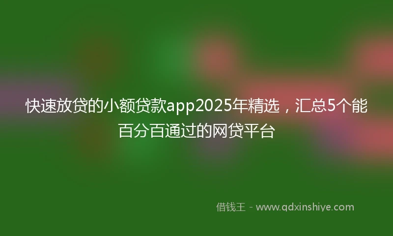 快速放贷的小额贷款app2025年精选，汇总5个能百分百通过的网贷平台