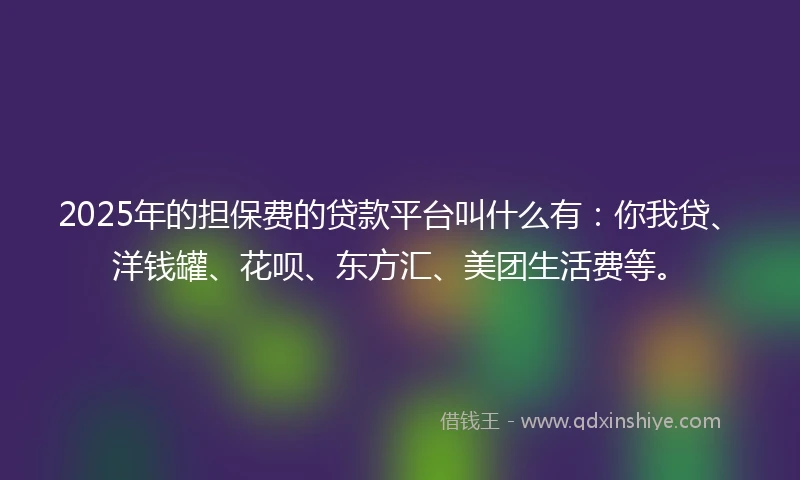 2025年的担保费的贷款平台叫什么有：你我贷、洋钱罐、花呗、东方汇、美团生活费等。