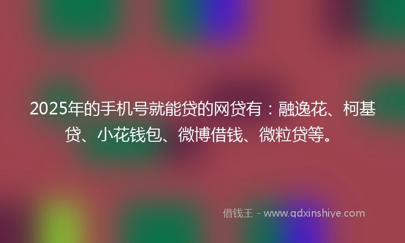 2025年的手机号就能贷的网贷有：融逸花、柯基贷、小花钱包、微博借钱、微粒贷等。