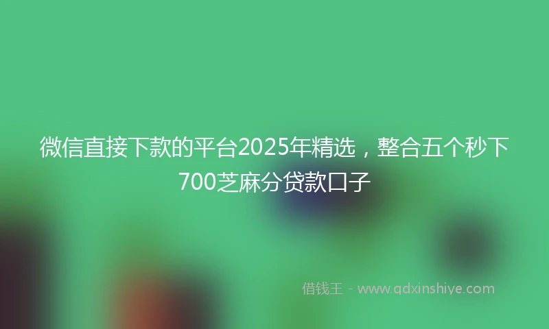 微信直接下款的平台2025年精选，整合五个秒下700芝麻分贷款口子