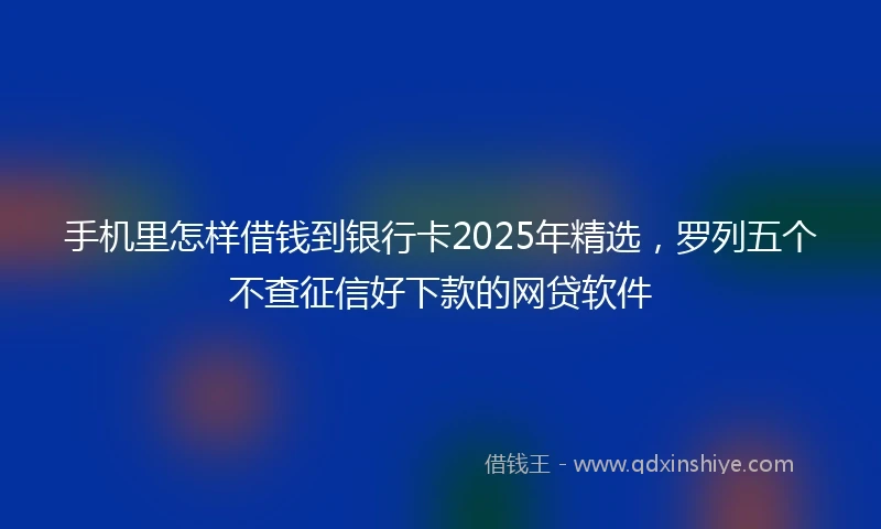 手机里怎样借钱到银行卡2025年精选，罗列五个不查征信好下款的网贷软件