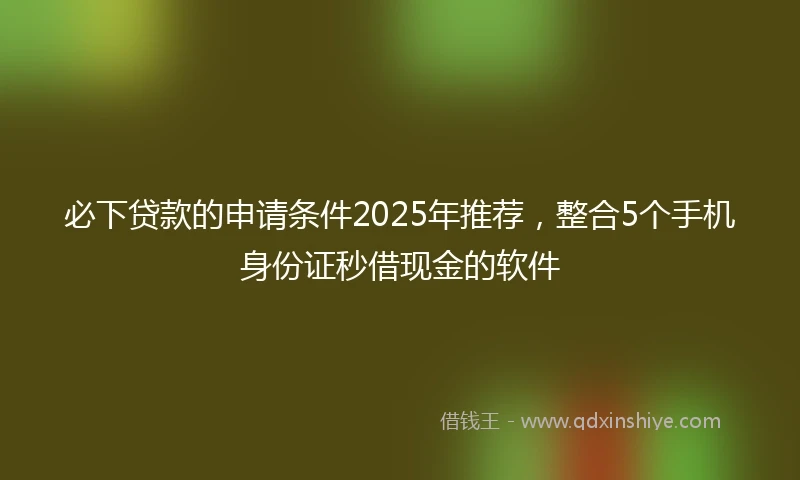 必下贷款的申请条件2025年推荐，整合5个手机身份证秒借现金的软件