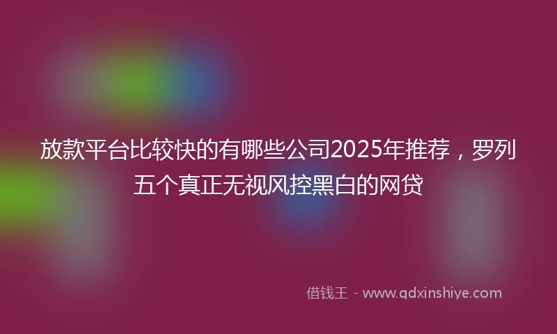放款平台比较快的有哪些公司2025年推荐，罗列五个真正无视风控黑白的网贷