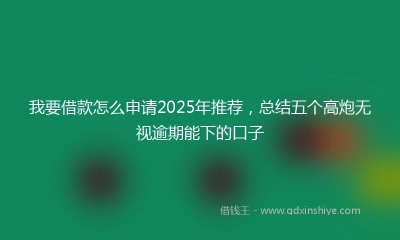 我要借款怎么申请2025年推荐，总结五个高炮无视逾期能下的口子