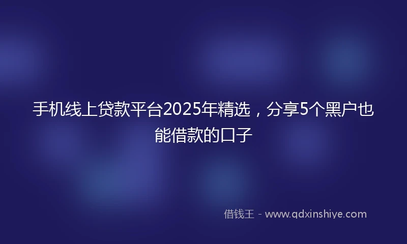 手机线上贷款平台2025年精选，分享5个黑户也能借款的口子