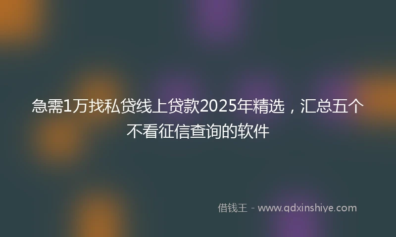急需1万找私贷线上贷款2025年精选，汇总五个不看征信查询的软件